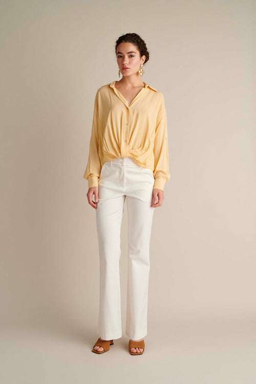 Flare Stretch Pants White