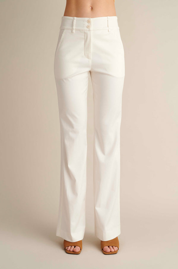 Flare Stretch Pants White