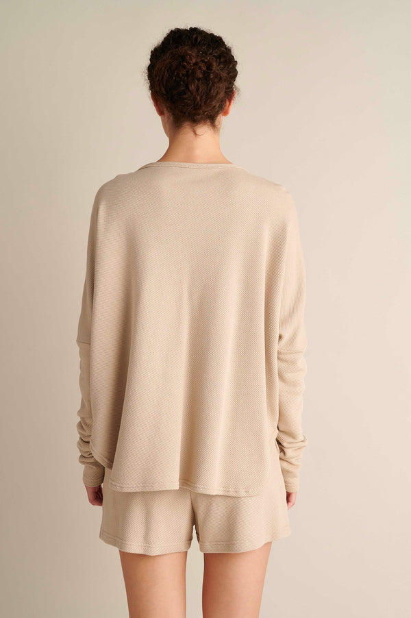 Oversize V-Neck Piquet Cardigan
