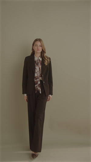 Tailored Pinstripe Blazer Brown