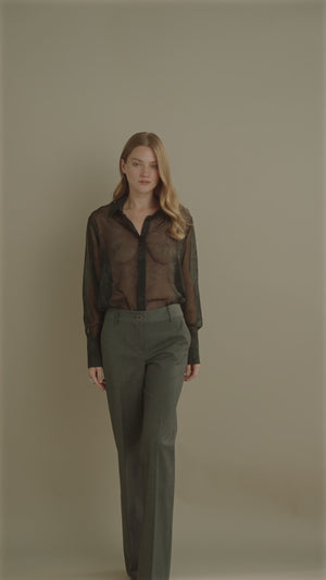 Low Rise Flare Trousers Grey
