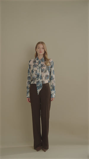 Pinstripe Low Rise Flare Trousers