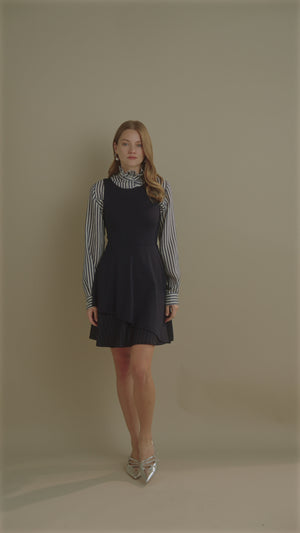 Peplum Layer Dress Navy