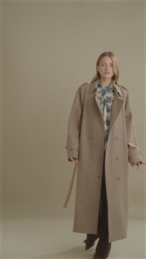 Wool Blend Trench with Cape Detail