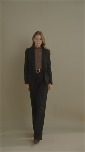 Tailored Pinstripe Blazer Dark Blue