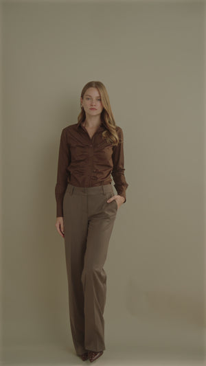 Fitted Rush Design Shirt Brown