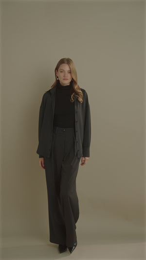 Tailored Pinstripe Flare Pants Black